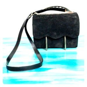 Ivan Cipriani Black Suede Purse Handbag Italy Vtg